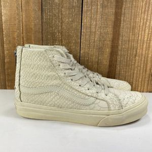 Vans Sk8 Hi Slim Zip Womens 7 Shoes Cream Beige Ivory Mono Python Sneakers